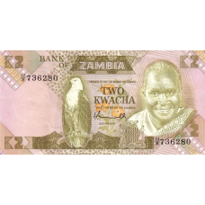 P24a Zambia - 2 Kwacha Year ND (1980-1988)